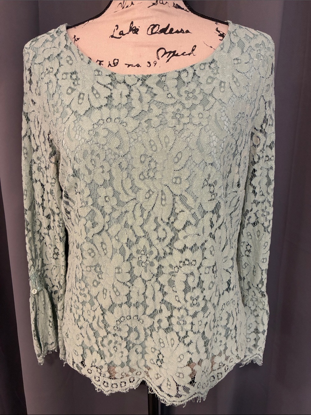Rose & Olive Mint Olive green Lace Green Blouse